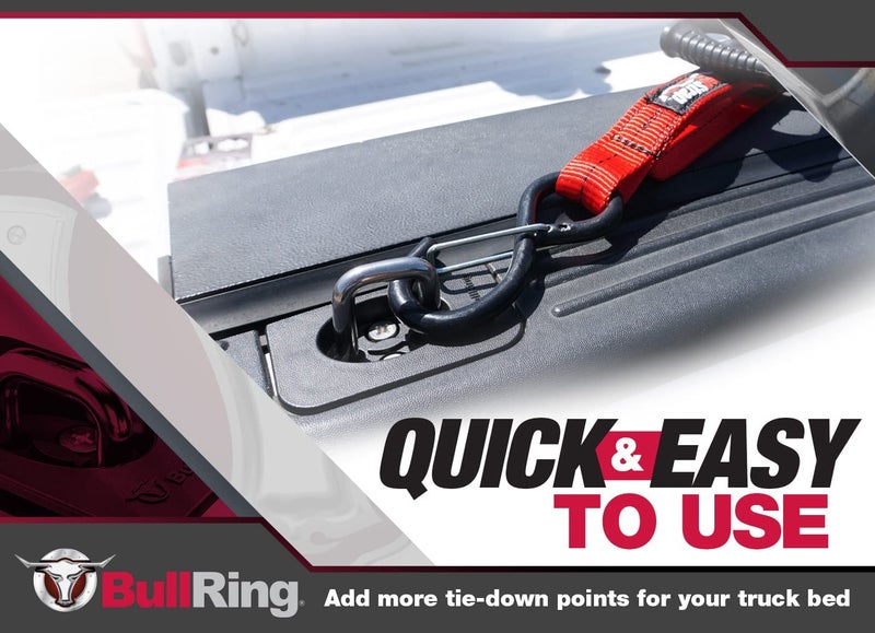 Bull Ring Flush Fit Retractable Truck Bed Tie Down Anchors Compatible with 1998-2014 Ford F150, 1998-2016 Ford F250 & F350 Super Duty Trucks, Easy Installation, Stainless Ford Factory Look, 1 Pair - Image 4
